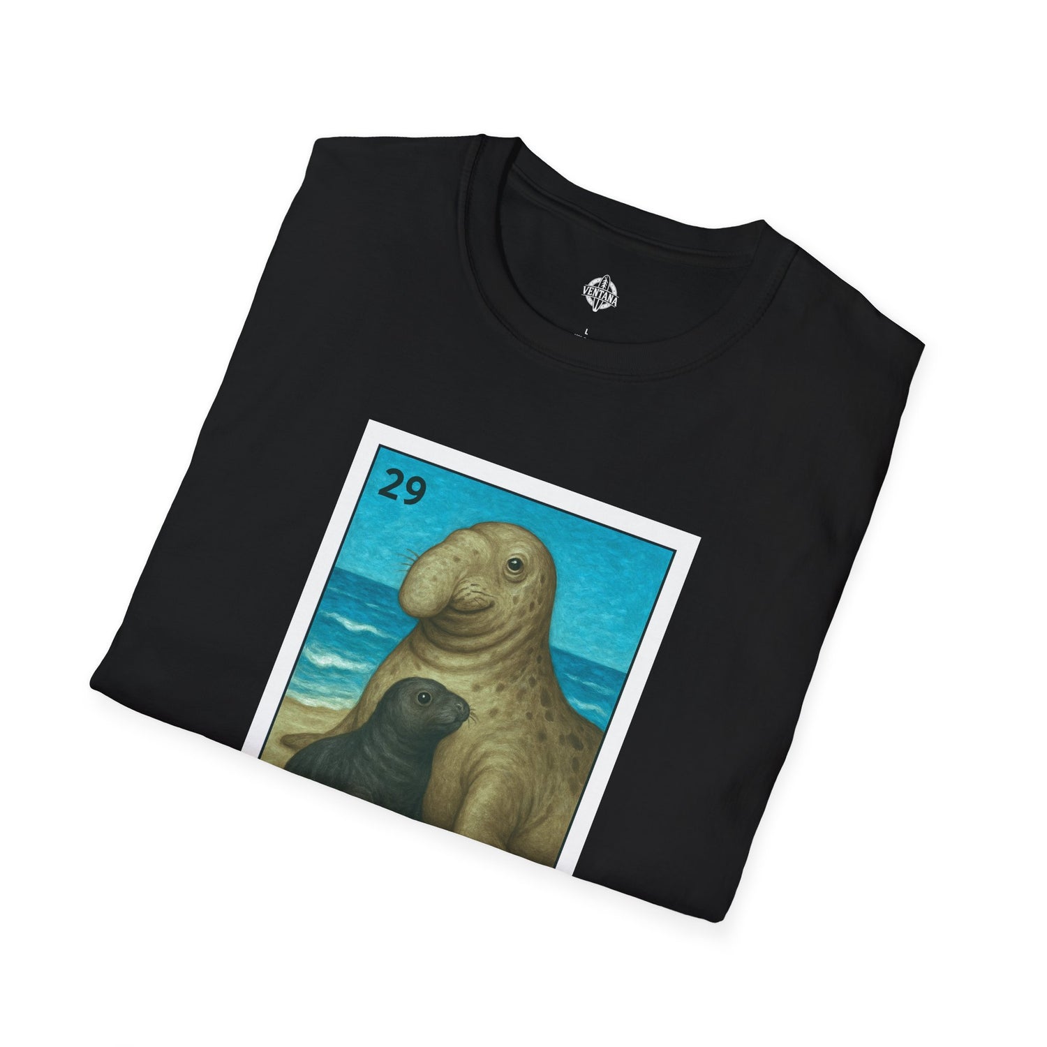 Elephant Seal Lotería Unisex - Soft Style U.S. Cotton T-Shirt (El Elefante Marino)