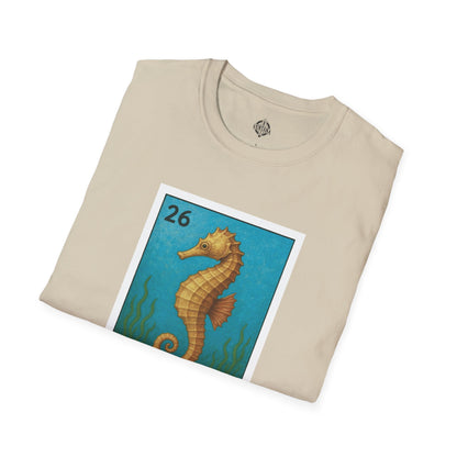 Seahorse Lotería Unisex - Soft Style U.S. Cotton T-Shirt (El Caballito del Mar)