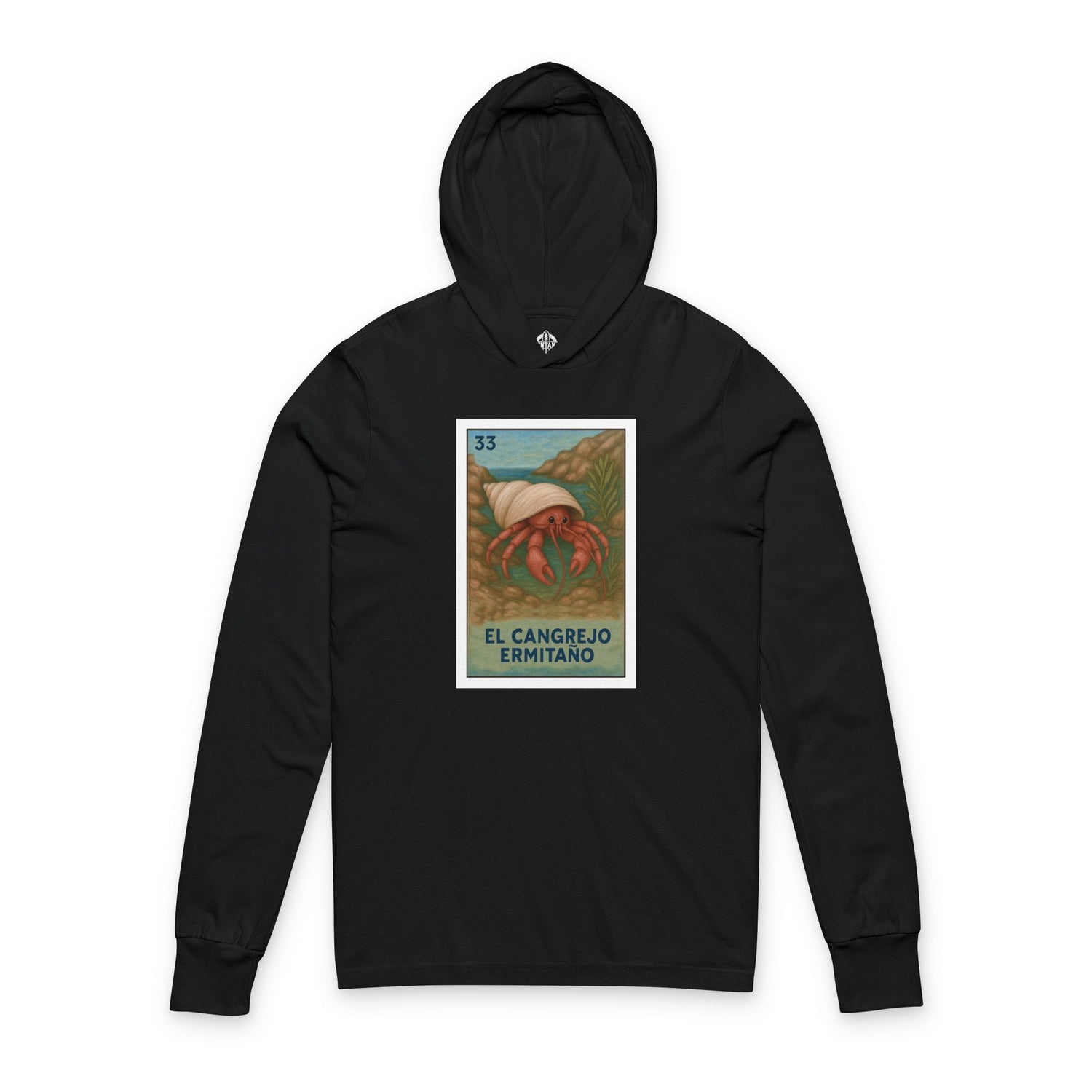 Hermit Crab Lotería Unisex - Cotton Hooded Long Sleeve Hooded T-Shirt (El Cangrejo Ermitaño)