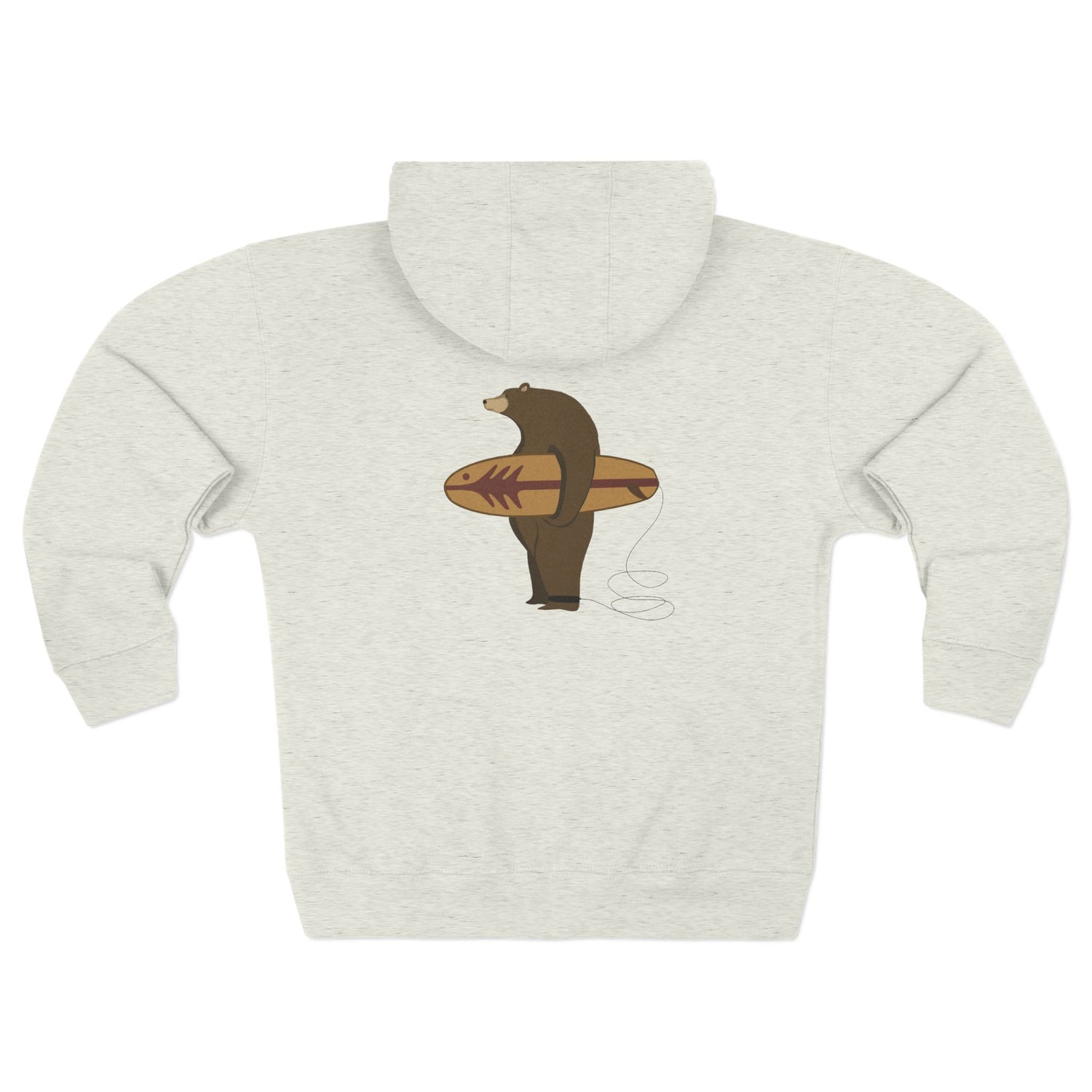 Surfing Grizzly Bear by Fabian Lavater Unisex - Zip Cotton Blend Fleece Hoodie