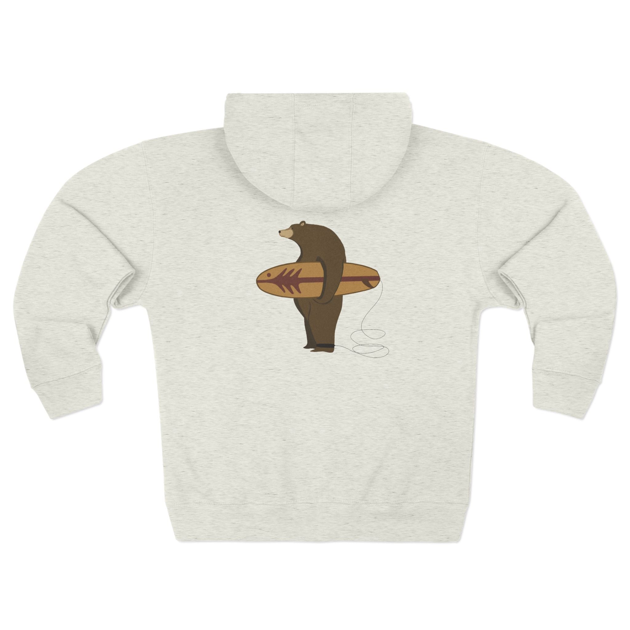 Surfing Grizzly Bear by Fabian Lavater Unisex - Zip Cotton Blend Fleece Hoodie