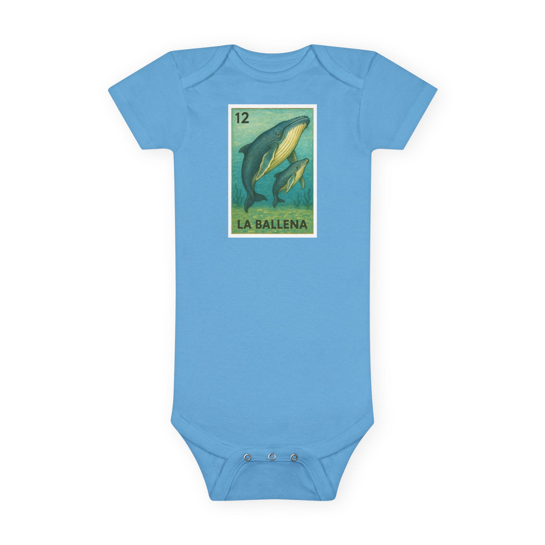 Whale Lotería - Baby Short Sleeve 100% Cotton Onesie (La Ballena)