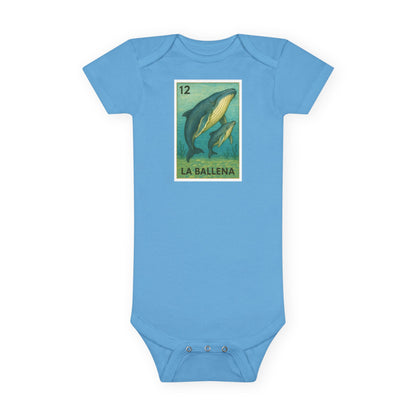 Whale Lotería - Baby Short Sleeve 100% Cotton Onesie (La Ballena)