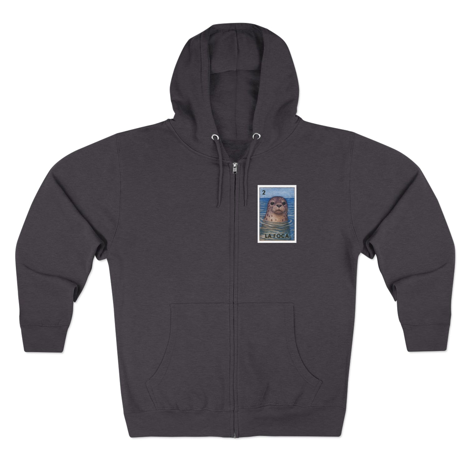 Seal Lotería Unisex - Zip Cotton Blend Fleece Hoodie (La Foca)