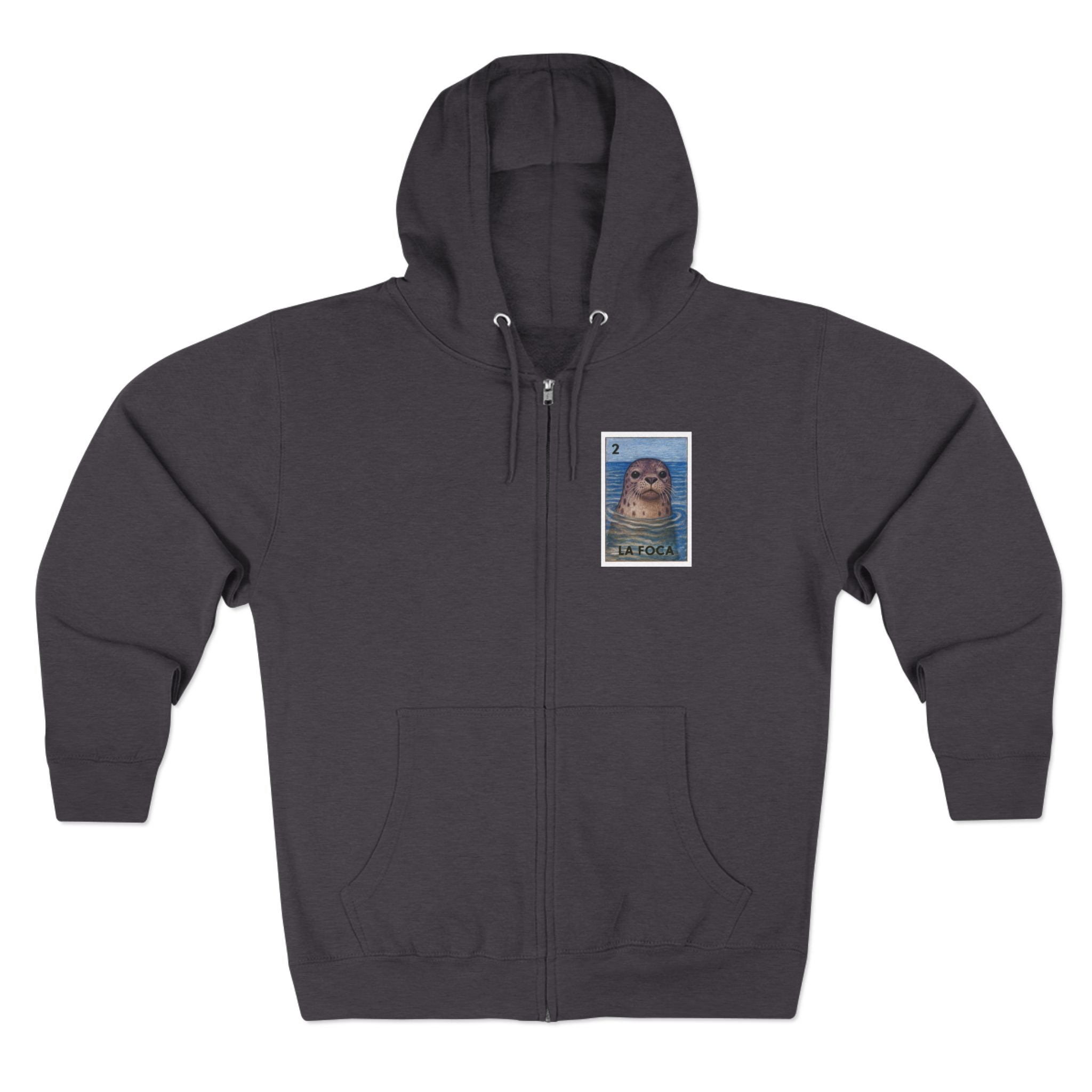 Seal Lotería Unisex - Zip Cotton Blend Fleece Hoodie (La Foca)