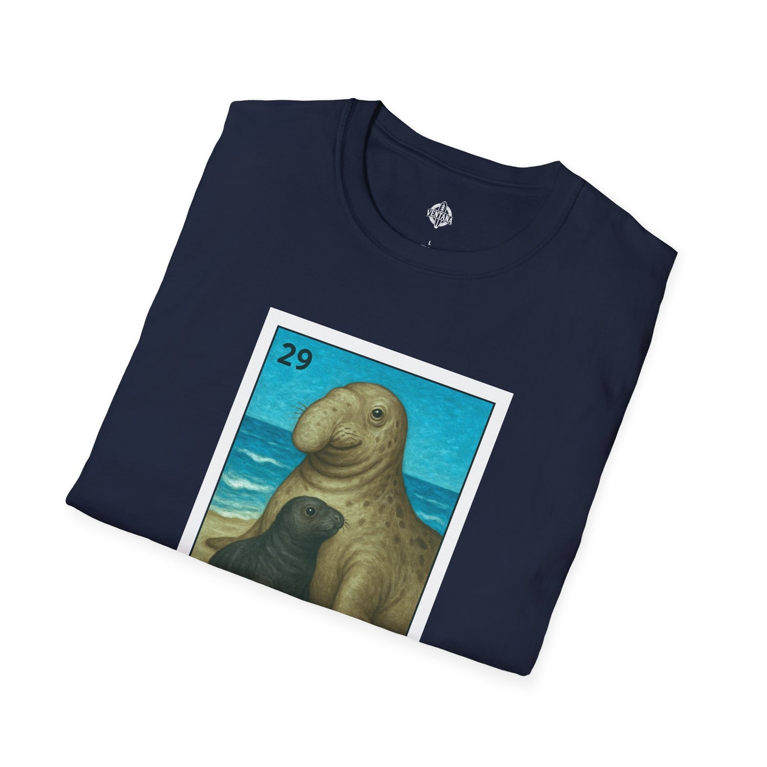 Elephant Seal Lotería Unisex - Soft Style U.S. Cotton T-Shirt (El Elefante Marino)