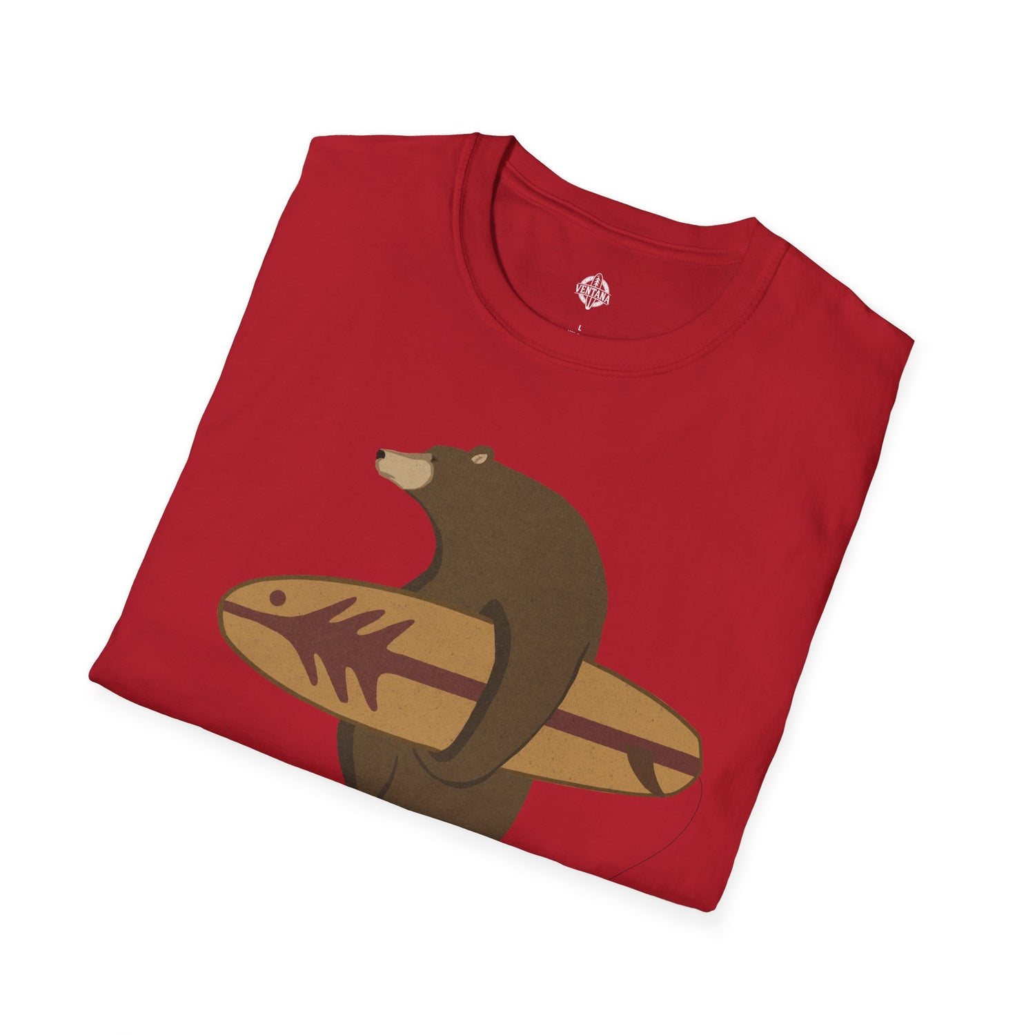 Surfing Grizzly Bear by Fabian Lavater Unisex - Soft Style U.S. Cotton T-Shirt