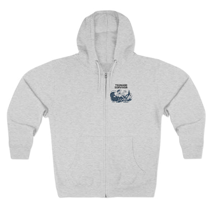 Tsunami Survivor Unisex - Zip Cotton Blend Fleece Hoodie