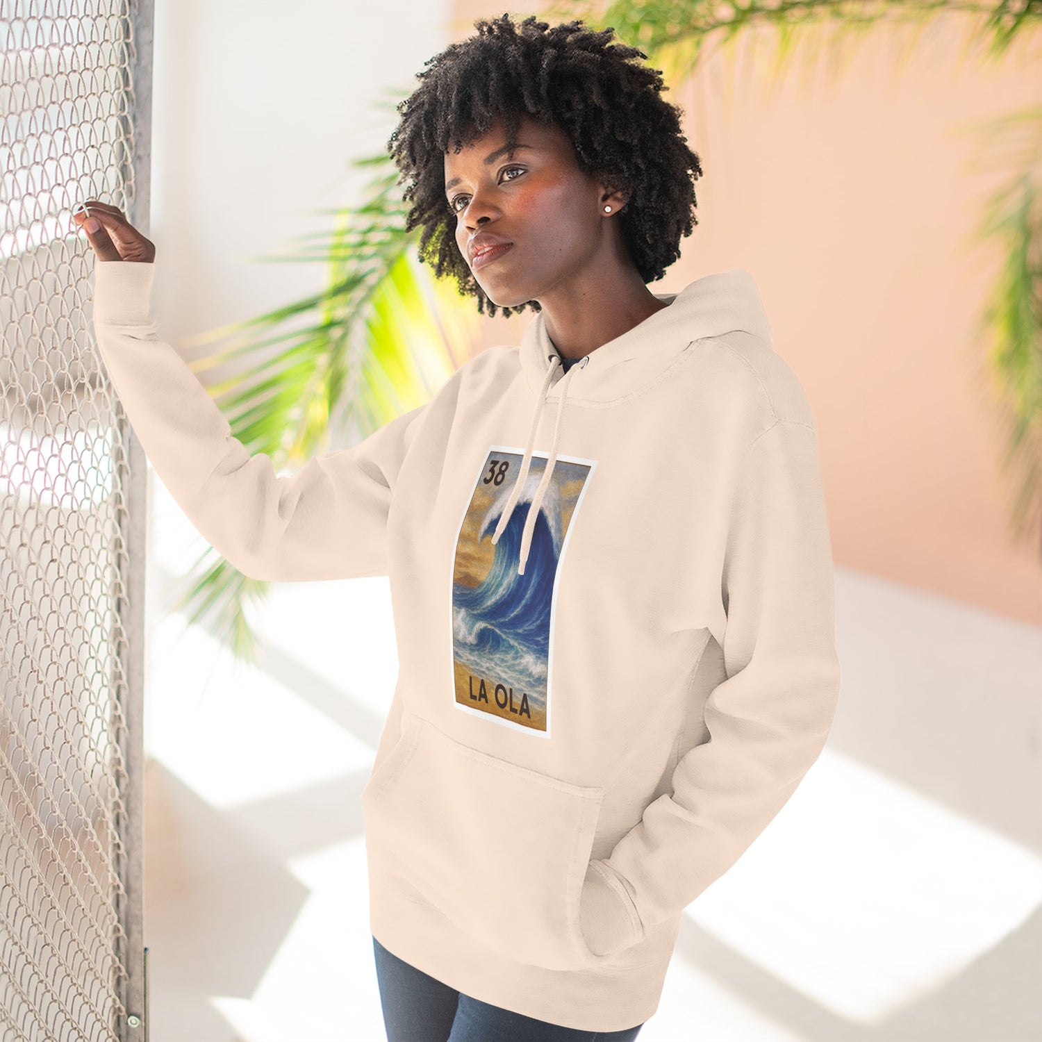 Wave Lotería Unisex - Pull-Over Cotton Blend Fleece Hoodie (La Ola)
