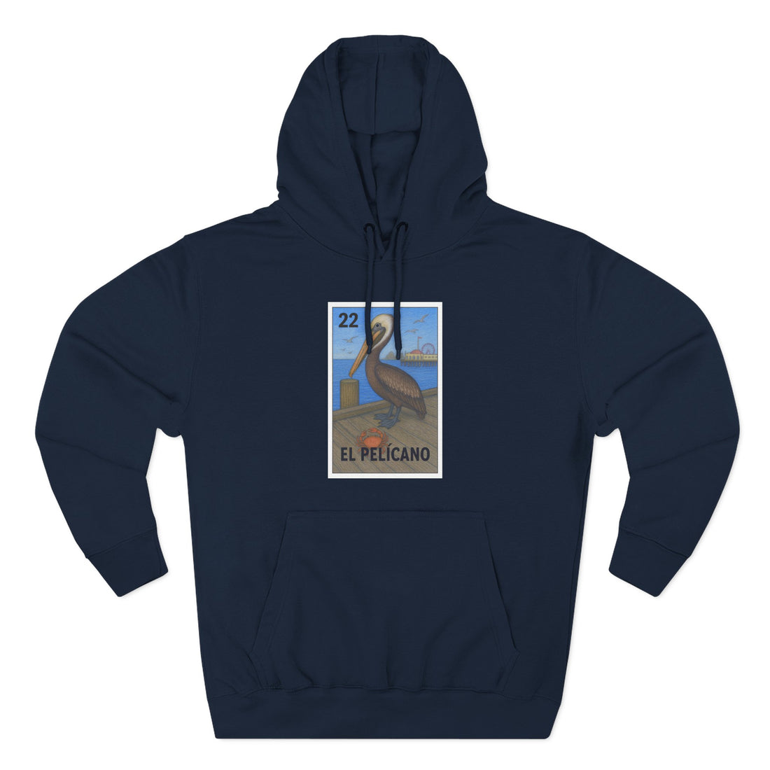Pelican Lotería Unisex - Pull-Over Cotton Blend Fleece Hoodie (El Pelícano)
