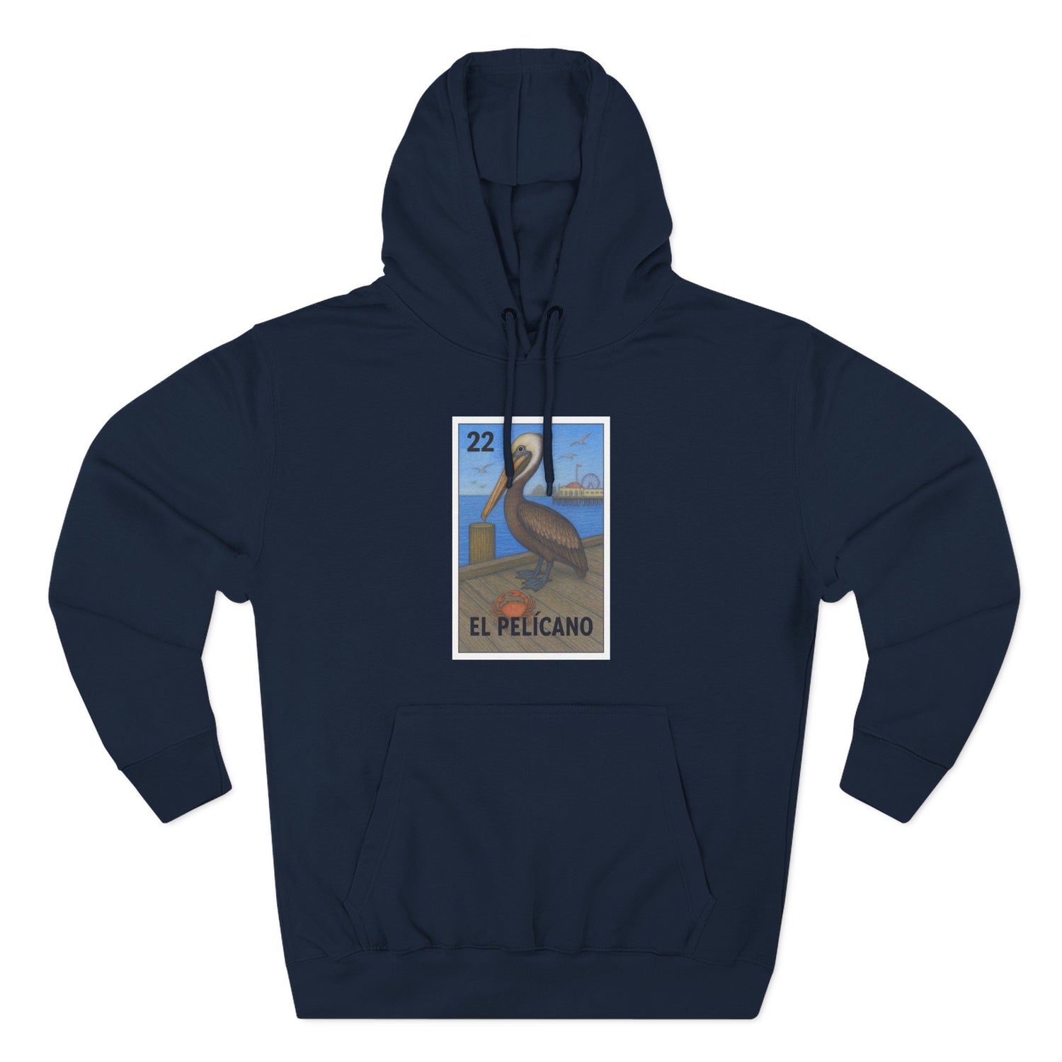 Pelican Lotería Unisex - Pull-Over Cotton Blend Fleece Hoodie (El Pelícano)