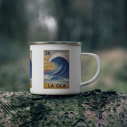 Wave Lotería Enamel Camping Mug (La Ola) (12oz - small)