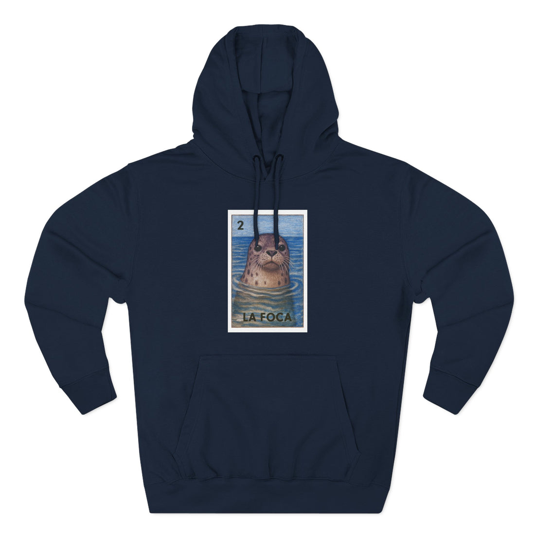Seal Lotería Unisex - Pull-Over Cotton Blend Fleece Hoodie (La Foca)