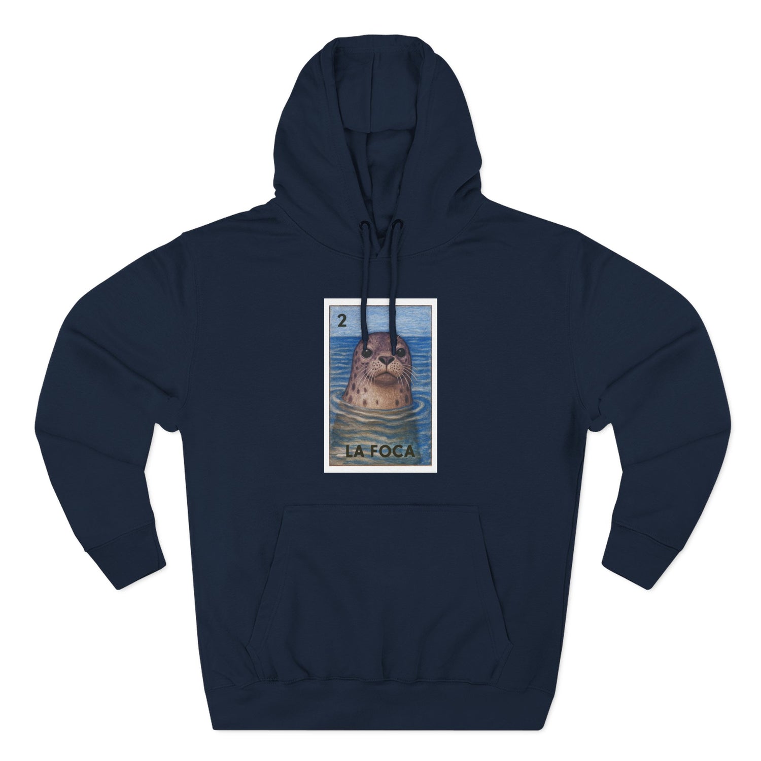 Seal Lotería Unisex - Pull-Over Cotton Blend Fleece Hoodie (La Foca)