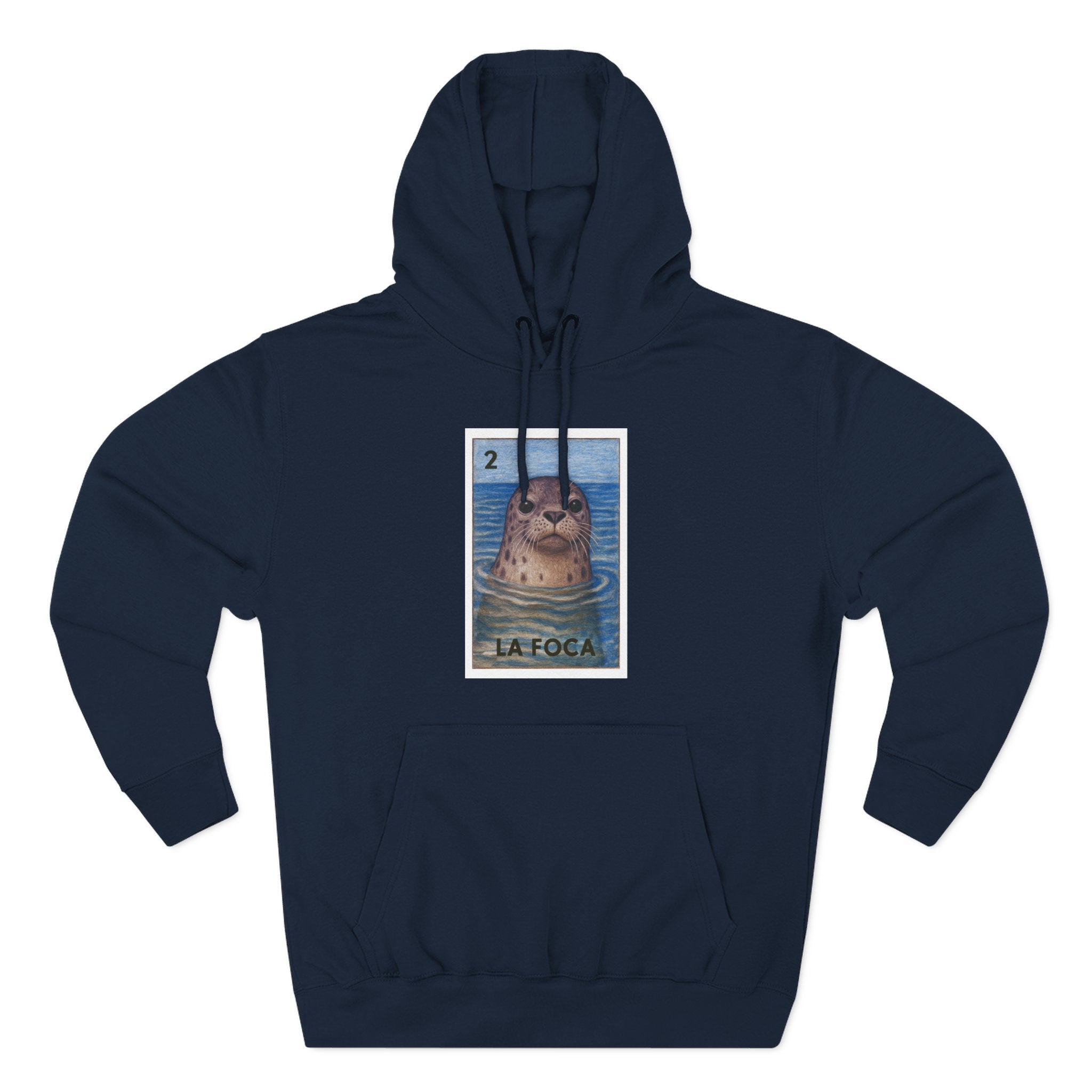 Seal Lotería Unisex - Pull-Over Cotton Blend Fleece Hoodie (La Foca)
