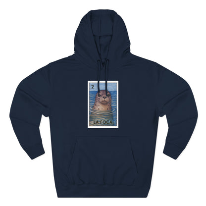 Seal Lotería Unisex - Pull-Over Cotton Blend Fleece Hoodie (La Foca)