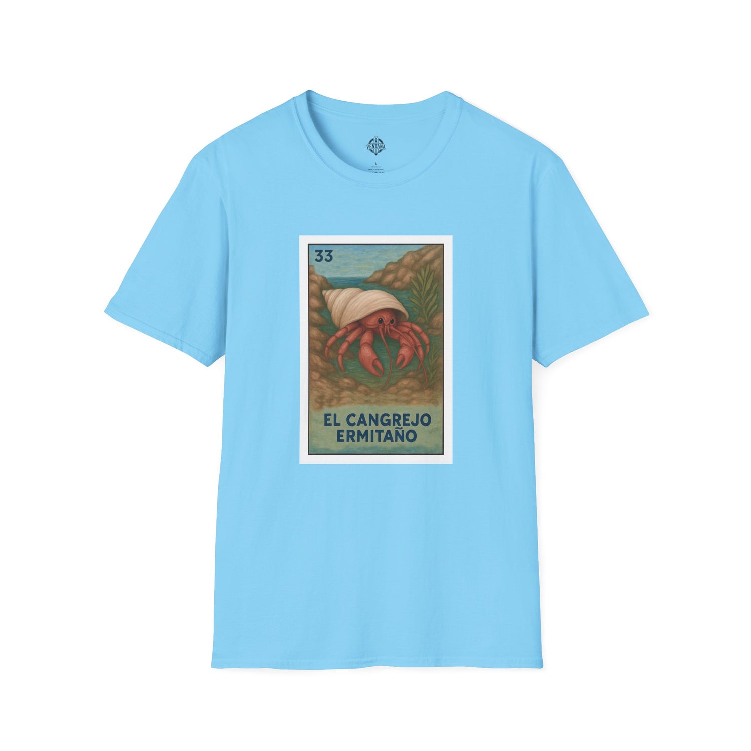 Hermit Crab Lotería Unisex - Soft Style U.S. Cotton T-Shirt (El Cangrejo Ermitaño)