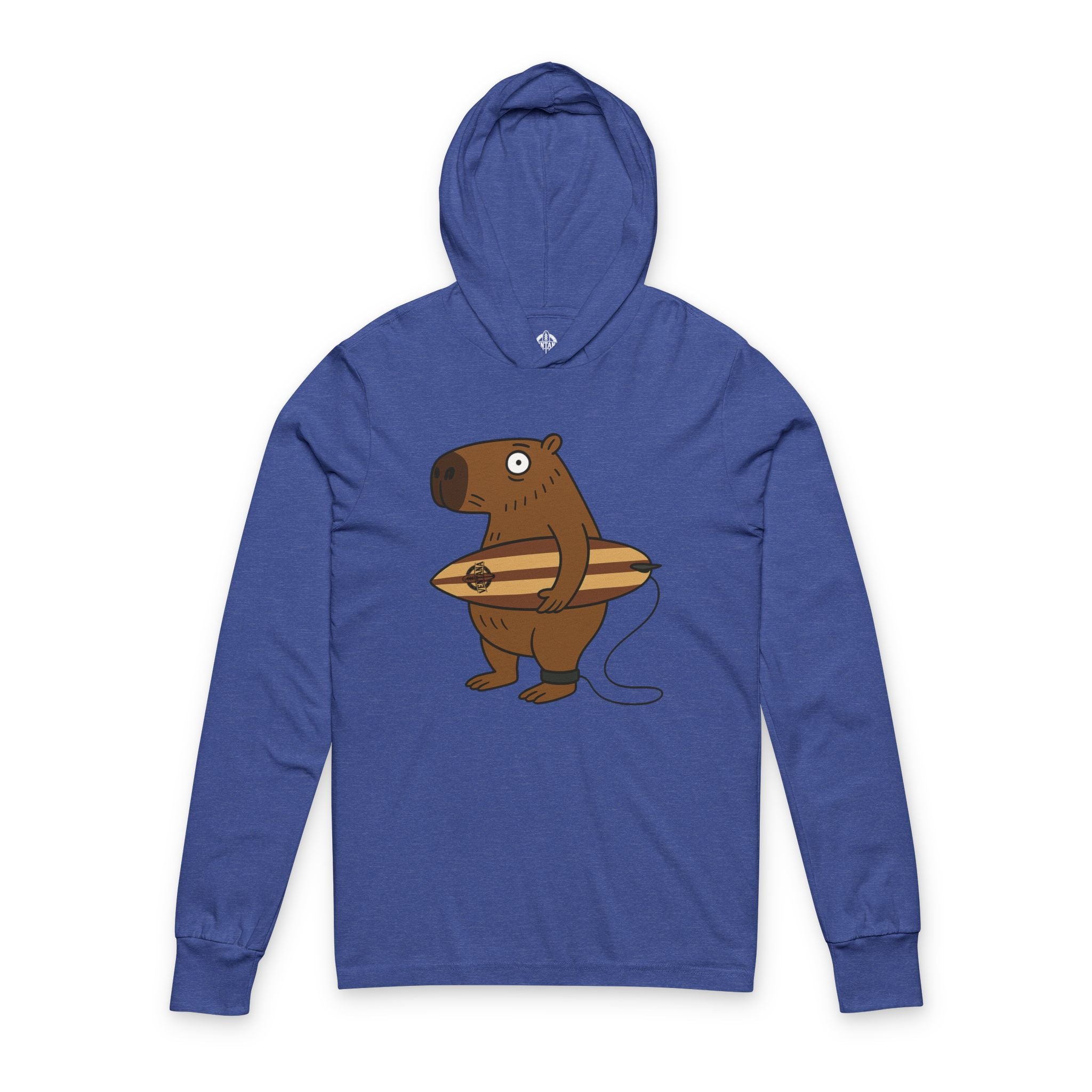 Capybara Surfer Unisex - Cotton Long Sleeve Hooded T-Shirt