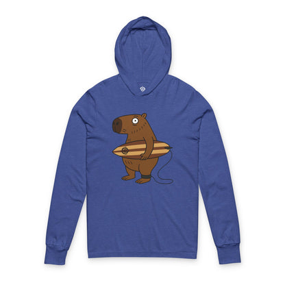 Capybara Surfer Unisex - Cotton Long Sleeve Hooded T-Shirt