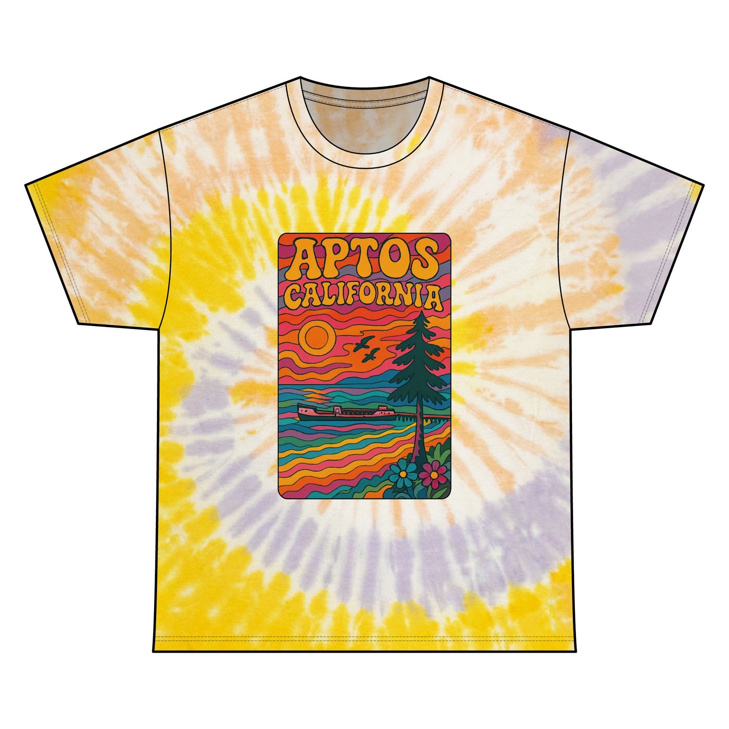 Aptos California Psychedelic Tie Die Unisex - 100% Cotton T-Shirt