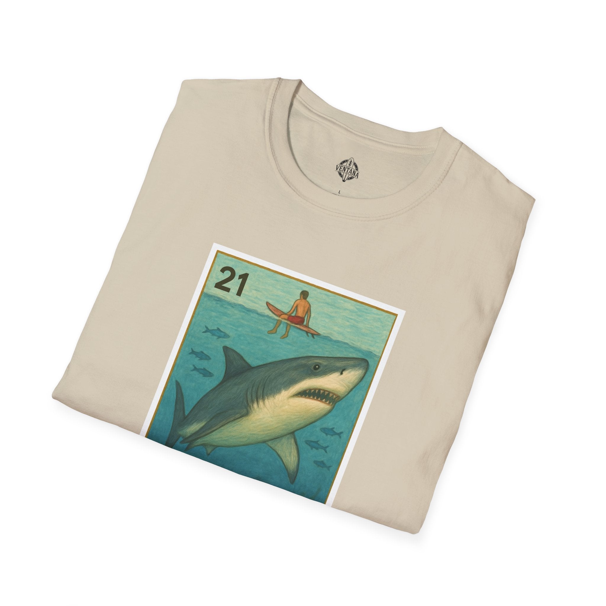 Shark Lotería Unisex - Soft Style U.S. Cotton T-Shirt (El Tiburón)