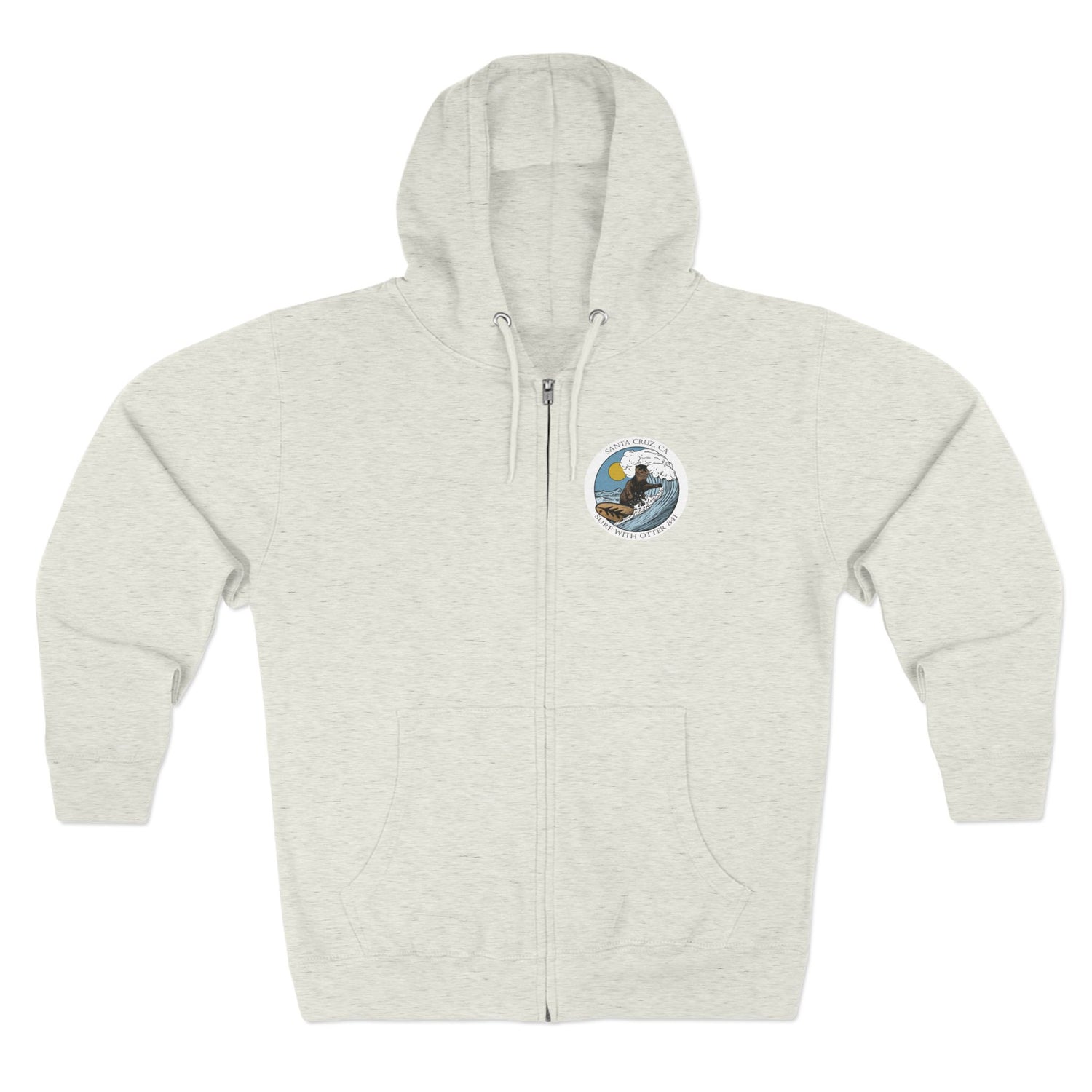 Surf with Otter 841 by Thiago Bianchini Unisex - Zip Cotton Blend Fleece Hoodie