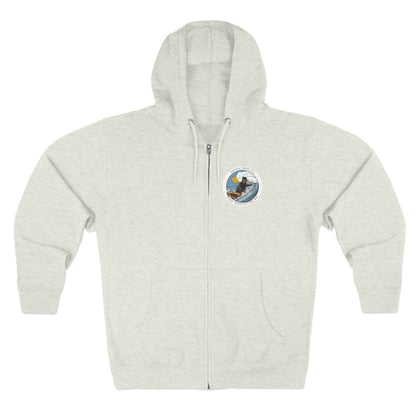 Surf with Otter 841 by Thiago Bianchini Unisex - Zip Cotton Blend Fleece Hoodie