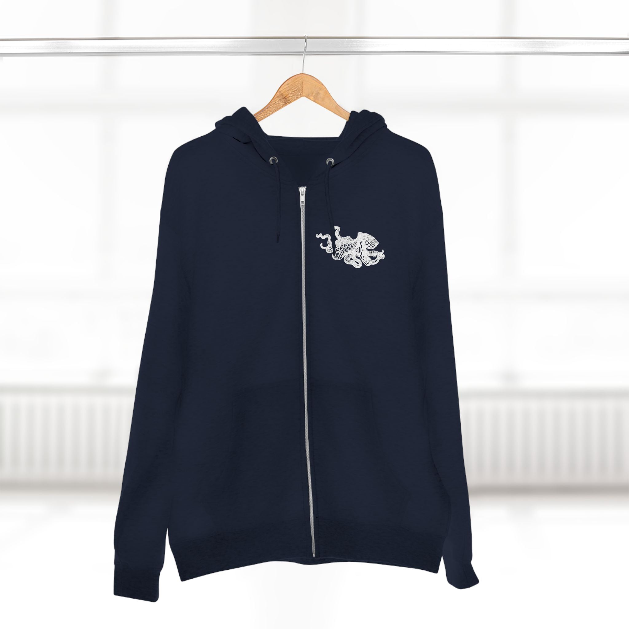 Ventangle Octopus Unisex - Zip Cotton Blend Fleece Hoodie