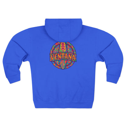 Ventana Psychedelic Treefish Logo Unisex - Zip Cotton Blend Fleece Hoodie
