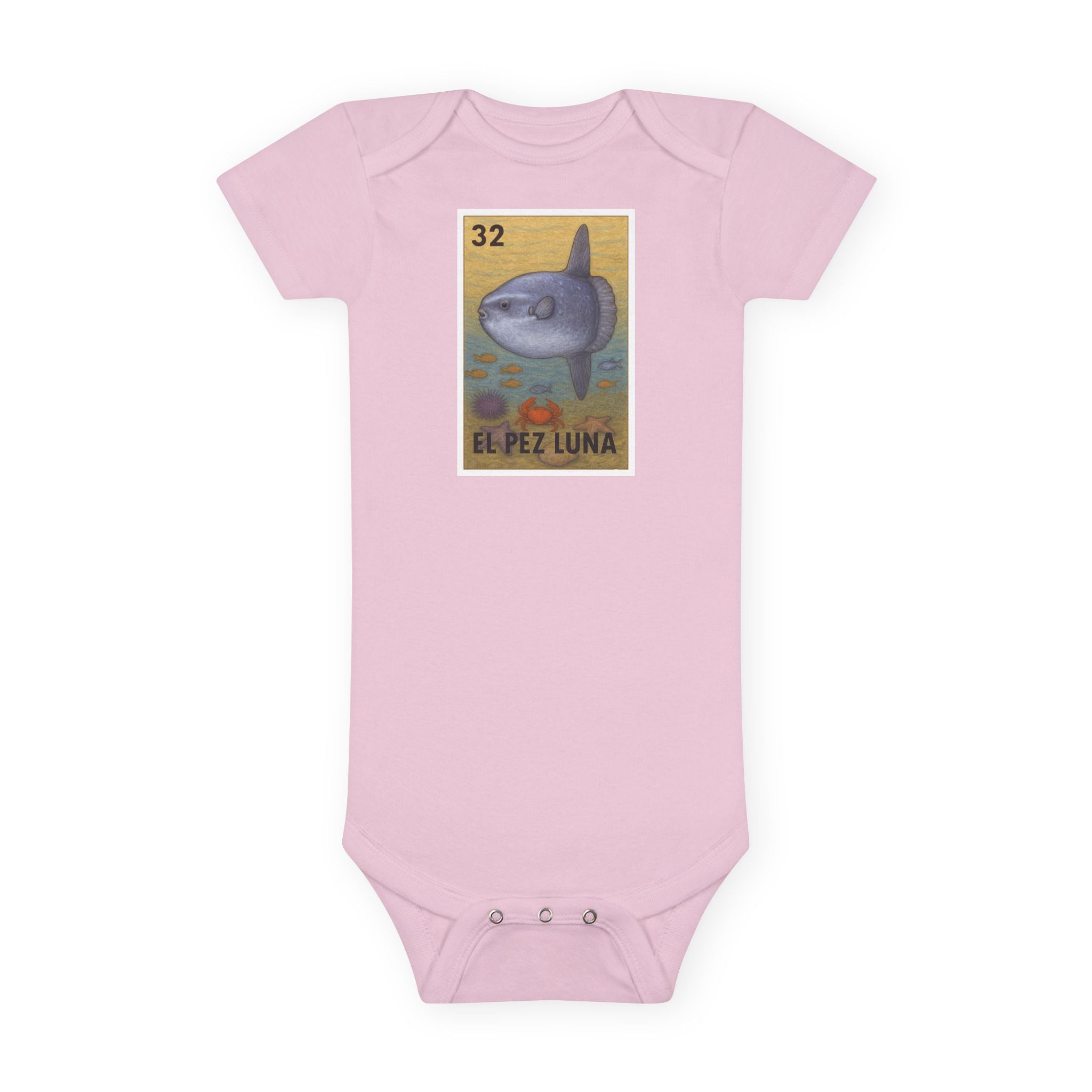 Sunfish Lotería - Baby Short Sleeve 100% Cotton Onesie (El Pez Luna)