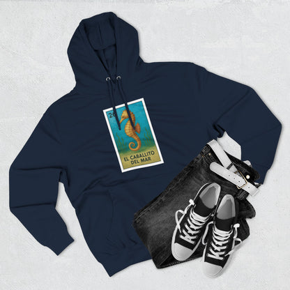 Seahorse Lotería Unisex - Pull-Over Cotton Blend Fleece Hoodie (El Caballito del Mar)