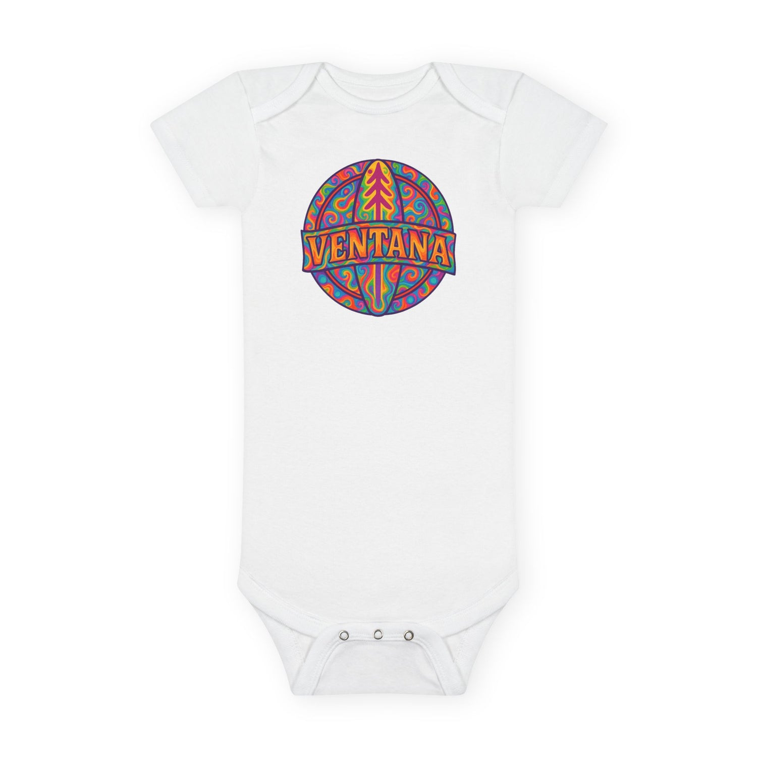 Ventana Psychedelic Treefish Logo - Baby Short Sleeve 100% Cotton Onesie