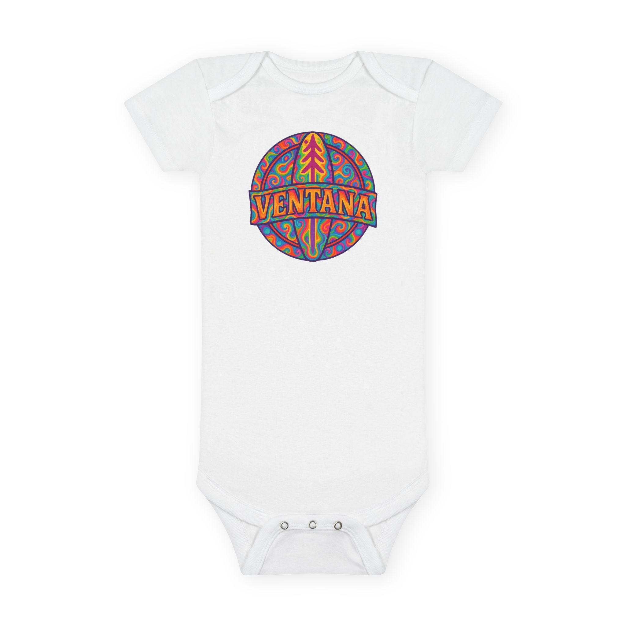 Ventana Psychedelic Treefish Logo - Baby Short Sleeve 100% Cotton Onesie