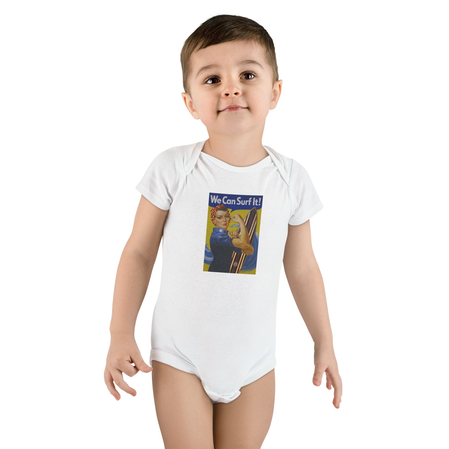 Rosie the Surfer - Baby Short Sleeve 100% Cotton Onesie