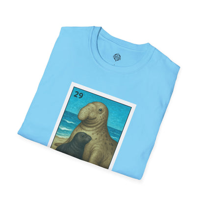 Elephant Seal Lotería Unisex - Soft Style U.S. Cotton T-Shirt (El Elefante Marino)