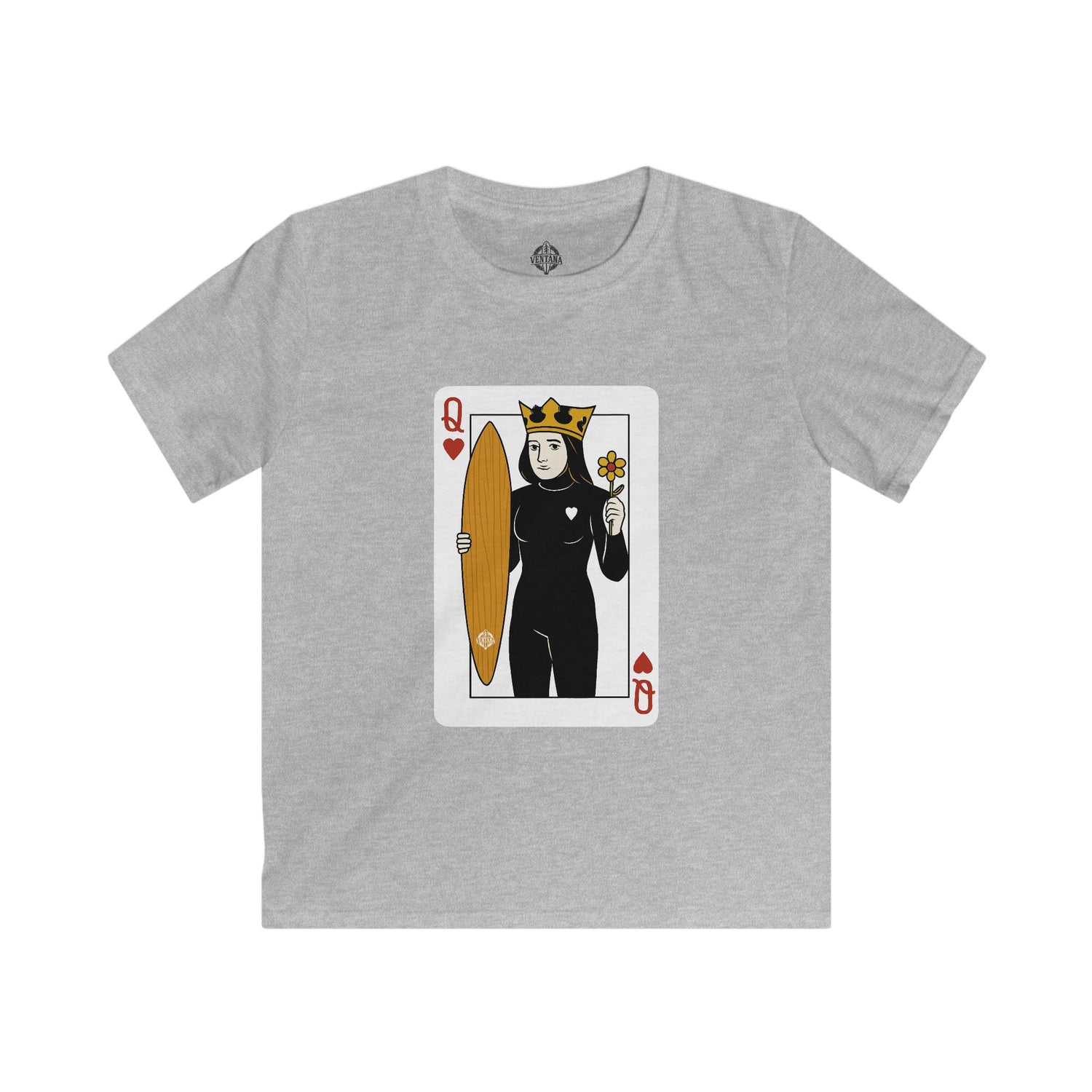 Queen of Hearts Surfer Kids - Soft Style U.S. Cotton T-Shirt
