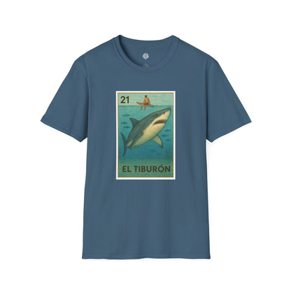 Shark Lotería Unisex - Soft Style U.S. Cotton T-Shirt (El Tiburón)