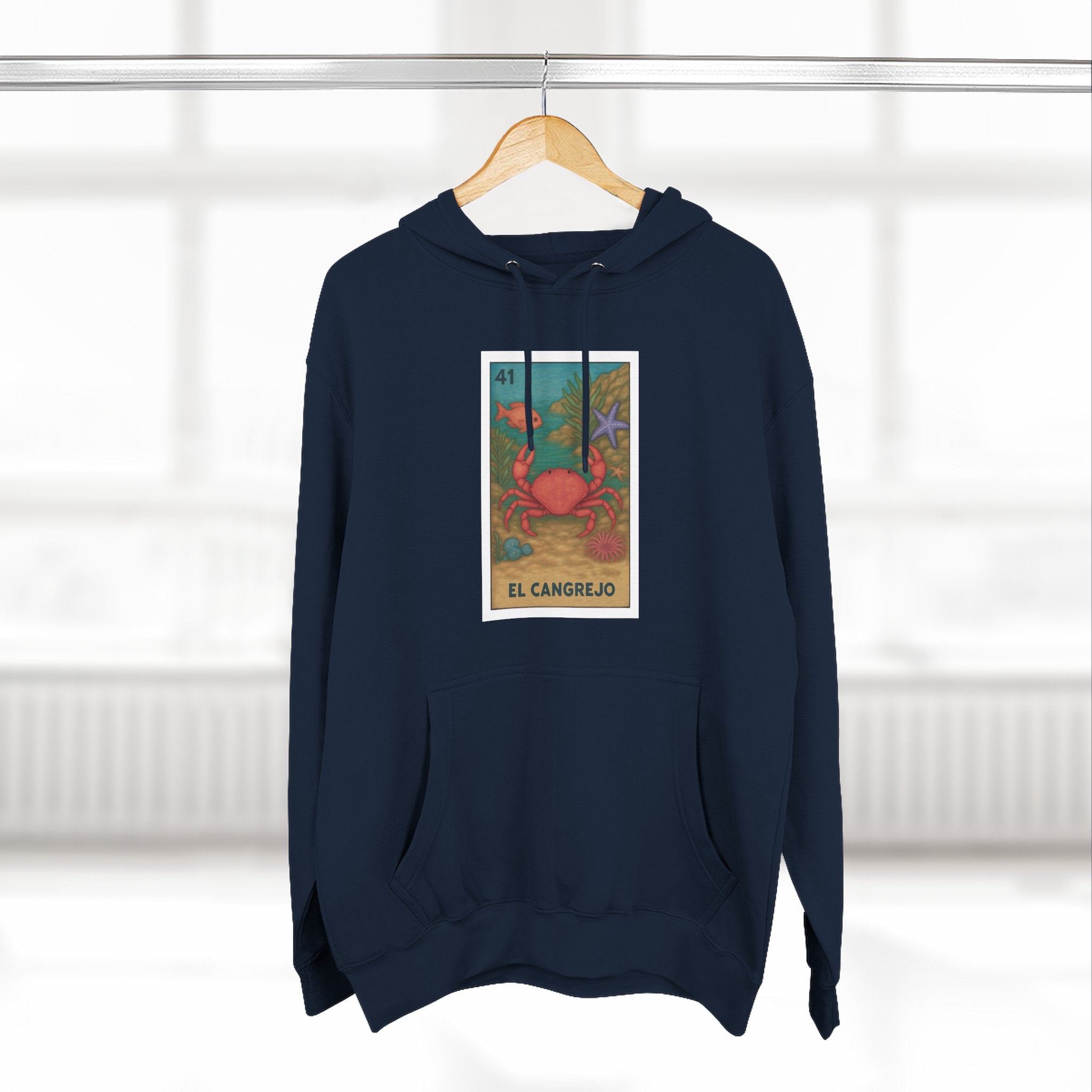 Crab Lotería Unisex - Pull-Over Cotton Blend Fleece Hoodie (El Cangrejo)