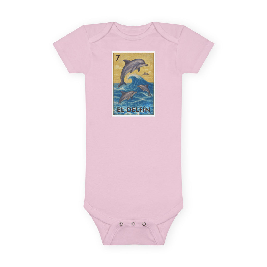 Dolphin Lotería - Baby Short Sleeve 100% Cotton Onesie (El Delfín)