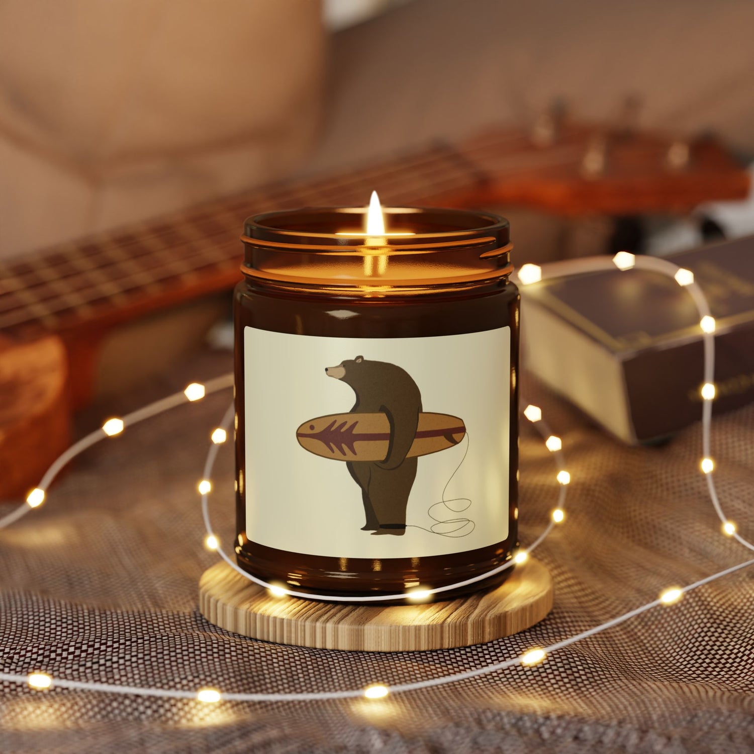 Surfing Grizzly Bear by Fabian Lavater - Scented Soy Candle