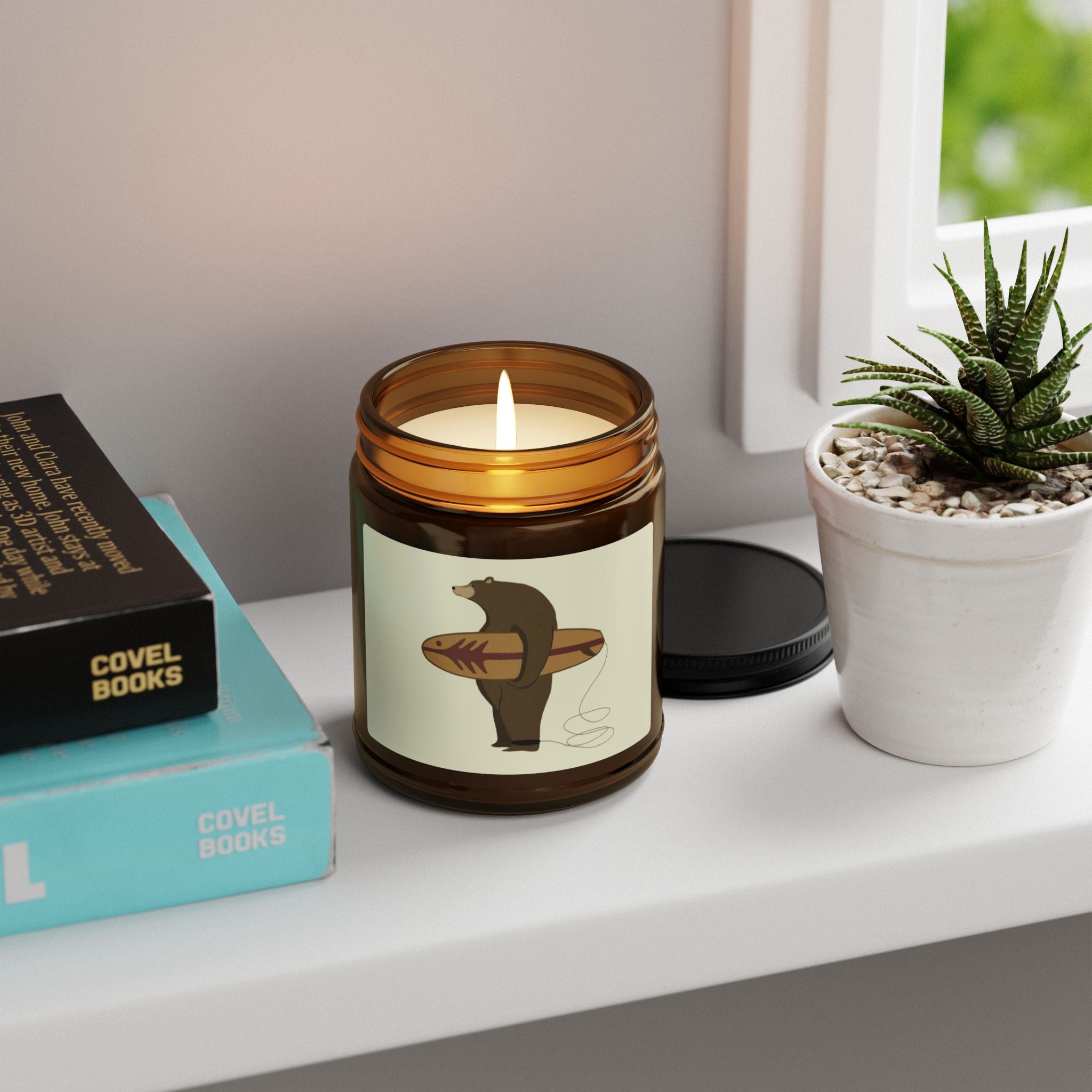 Surfing Grizzly Bear by Fabian Lavater - Scented Soy Candle