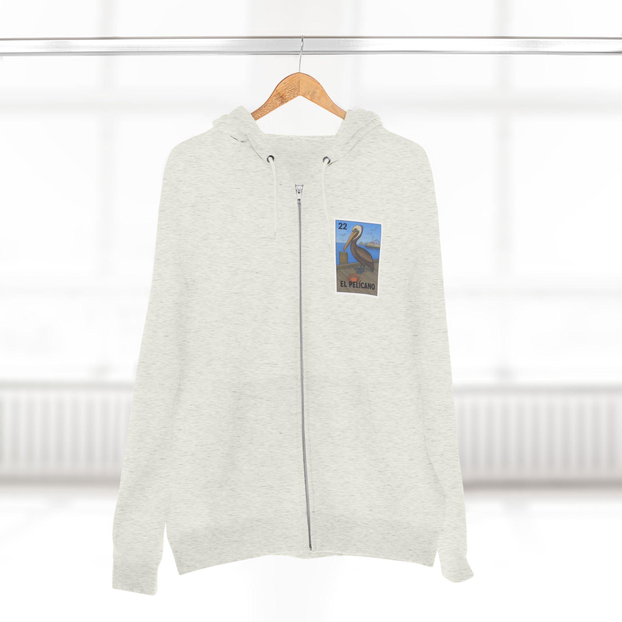 Pelican Lotería Unisex - Zip Cotton Blend Fleece Hoodie (El Pelícano)