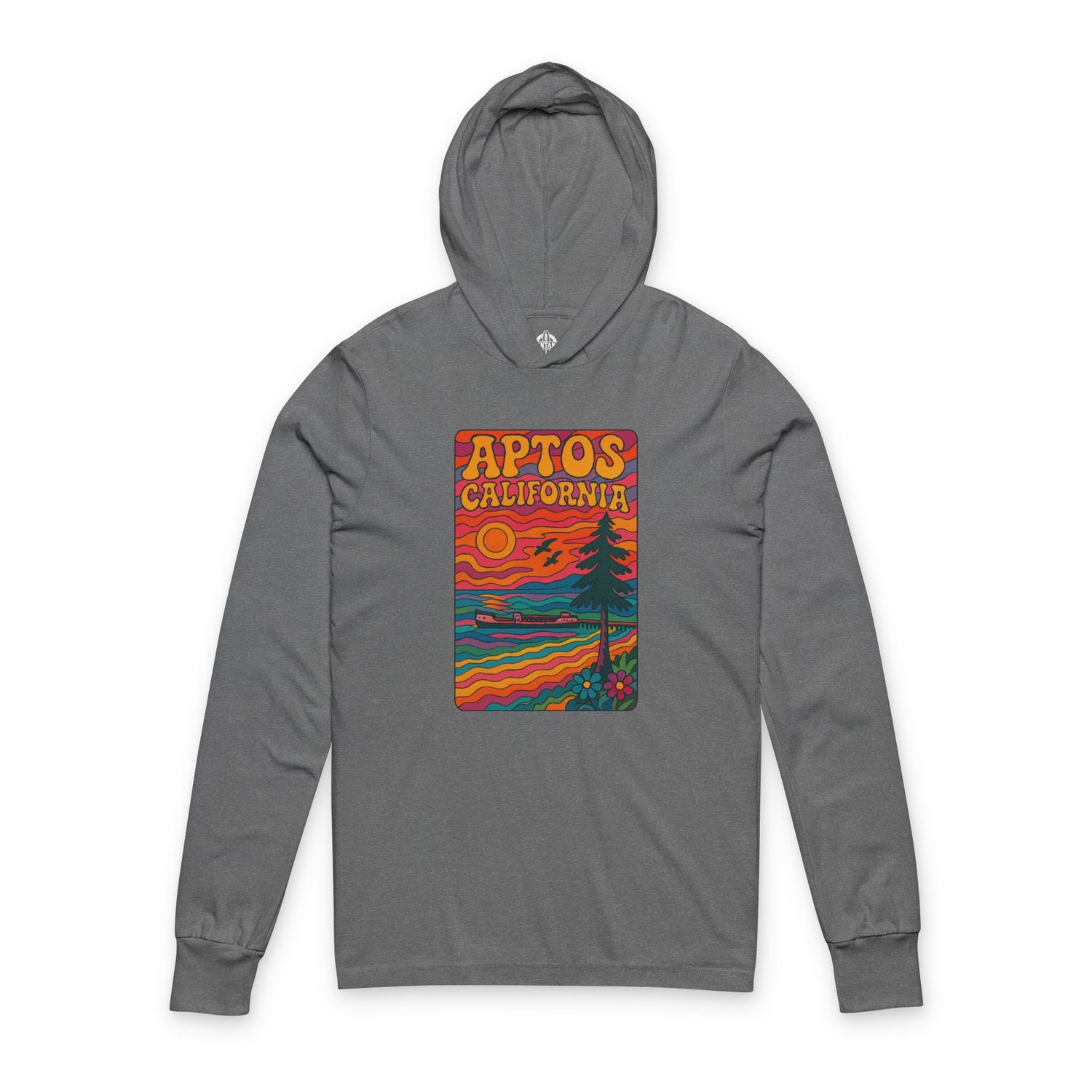 Aptos California Psychedelic Unisex - Cotton Long Sleeve Hooded T-Shirt