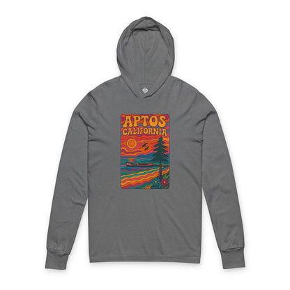 Aptos California Psychedelic Unisex - Cotton Long Sleeve Hooded T-Shirt