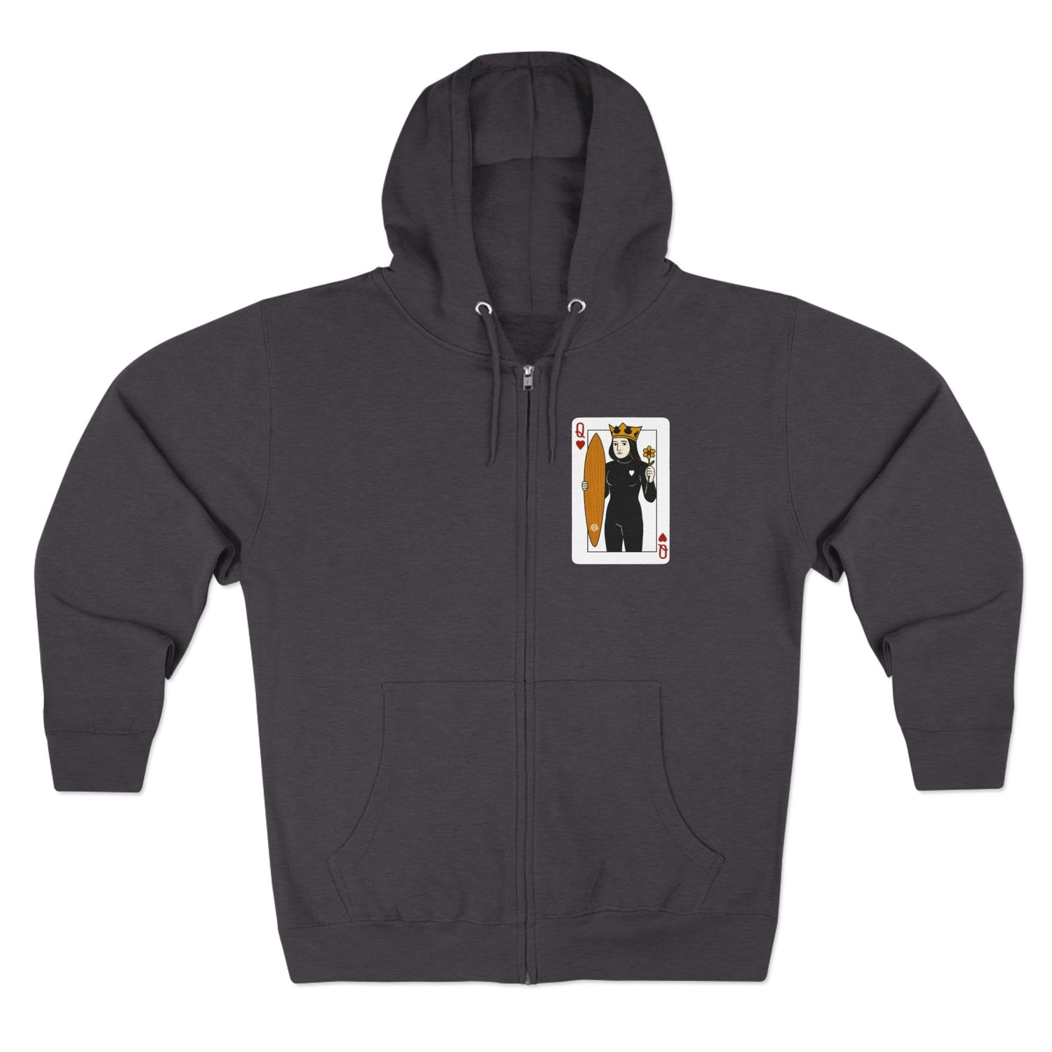 Queen of Hearts Surfer Unisex - Zip Cotton Blend Fleece Hoodie