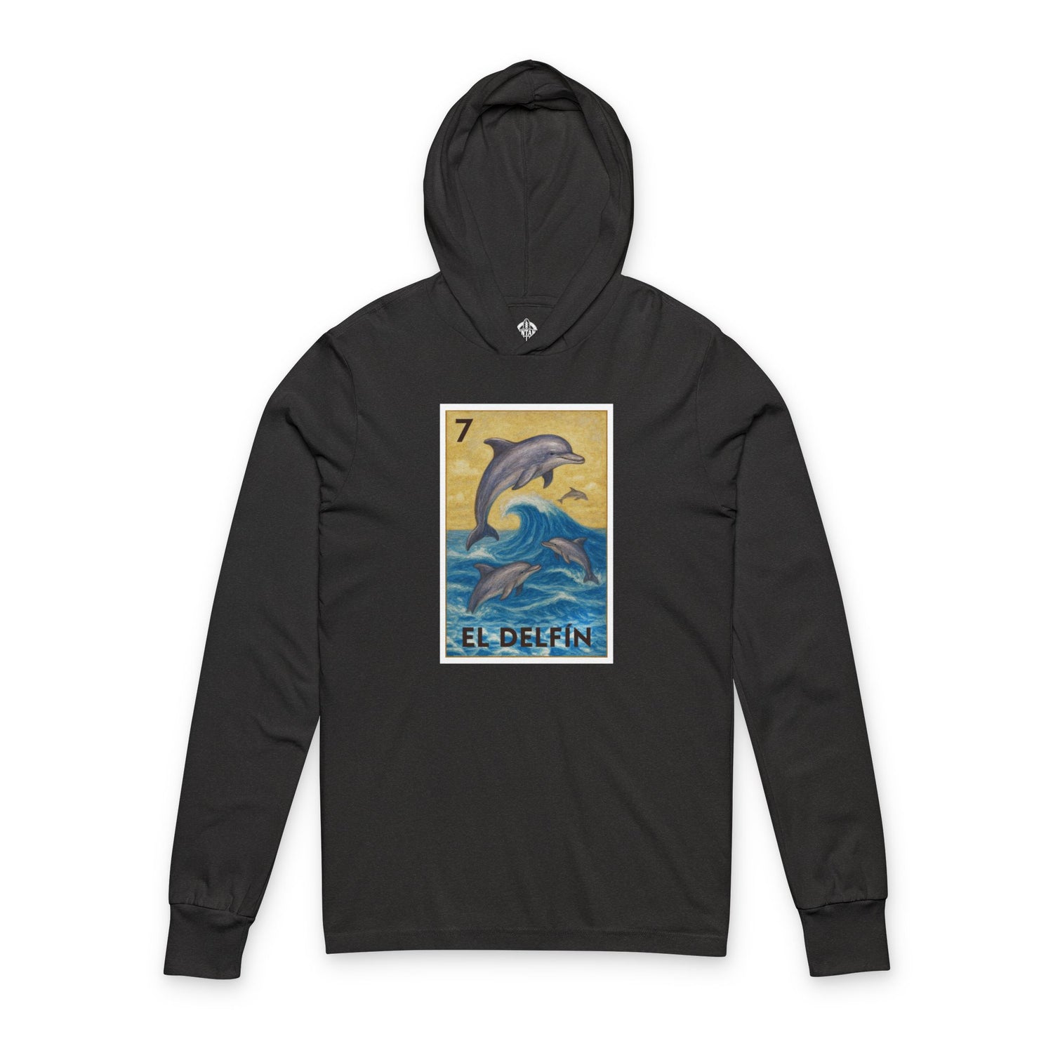 Dolphin Lotería Unisex - Cotton Hooded Long Sleeve Hooded T-Shirt (El Delfín)