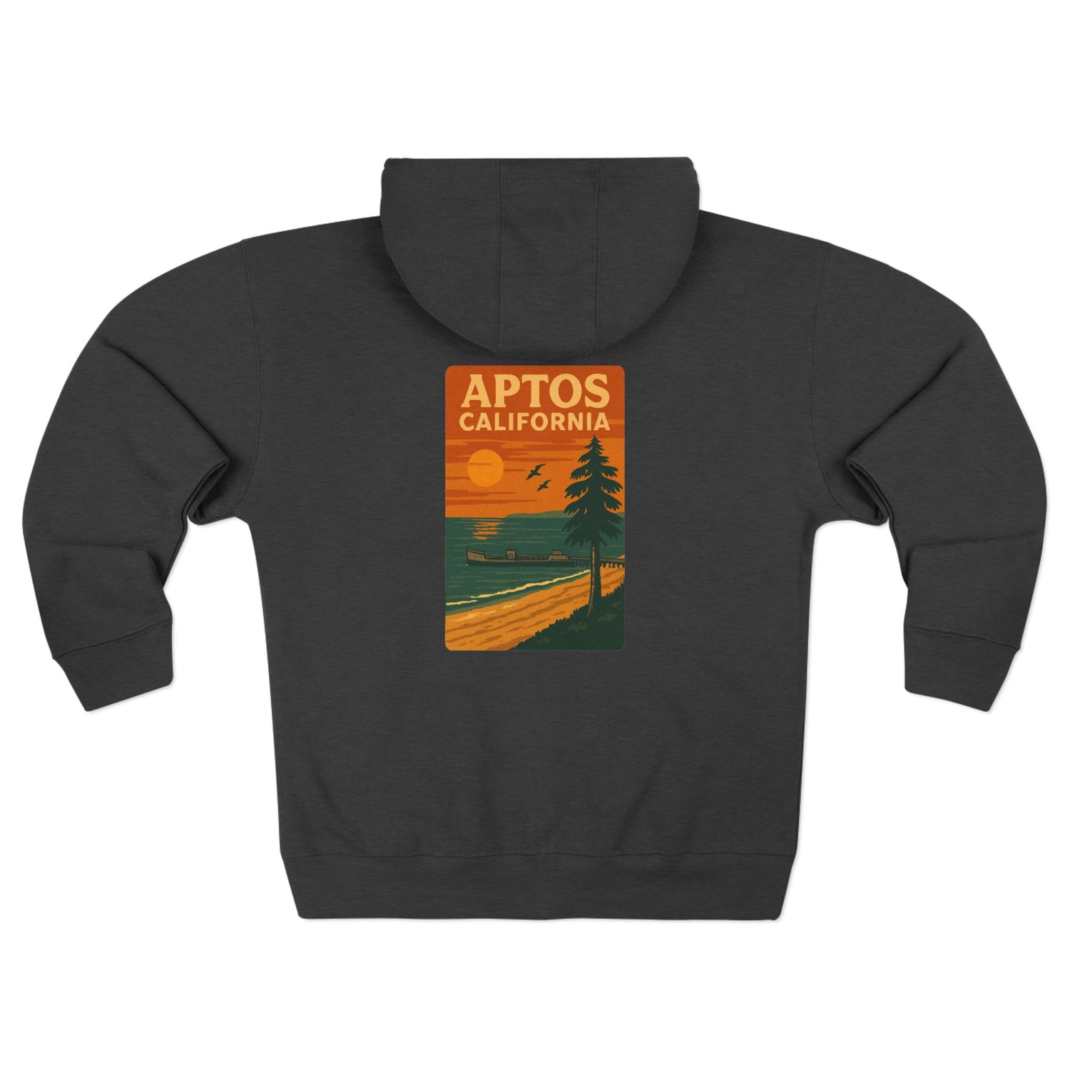 Aptos California Sunset Unisex - Zip Cotton Blend Fleece Hoodie