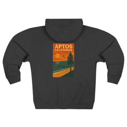Aptos California Sunset Unisex - Zip Cotton Blend Fleece Hoodie