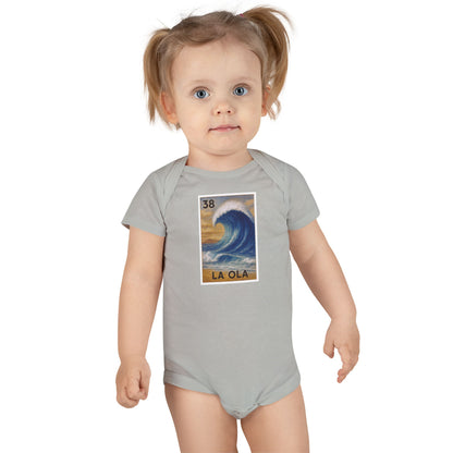 Wave Lotería - Baby Short Sleeve 100% Cotton Onesie (La Ola)