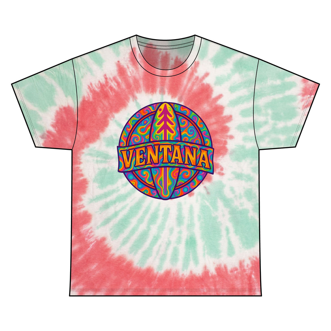Ventana Psychedelic Treefish Logo Tie Dye Unisex - 100% Cotton T-Shirt
